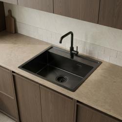 Pure.Sink Luxion PVD Zwarte spoelbak 51x50 cm Tapwing met kraangatbank PLX5150T-63